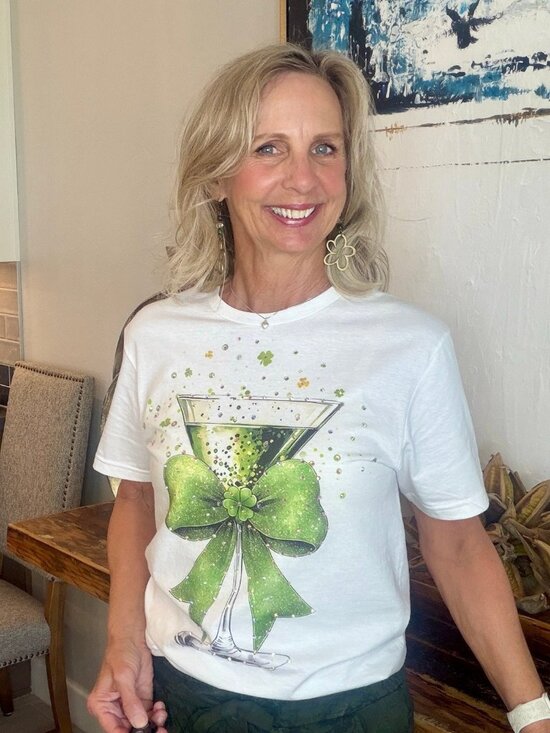 Tops - Shamrock Martini with Rhinestones